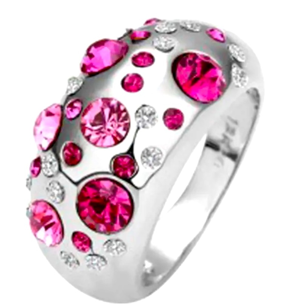 Pink and silver dome ring -bright and shiny -New